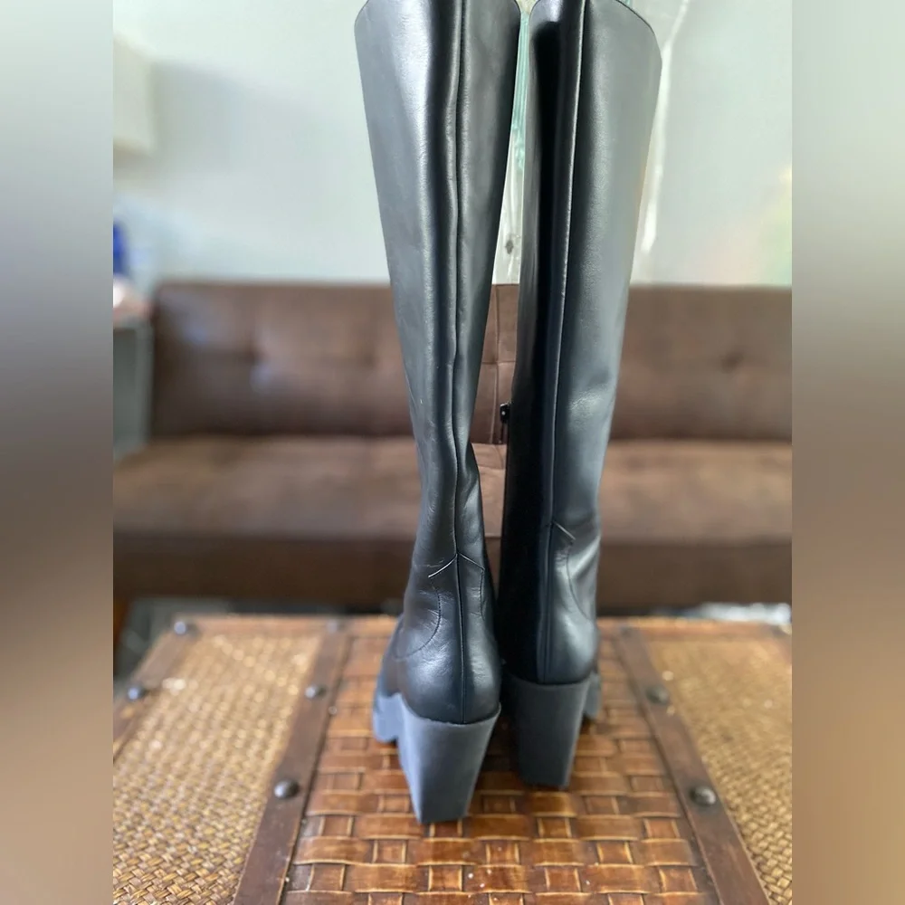 Gua Borghini Leather Platform Knee-High Boots - Picture 5 of 12